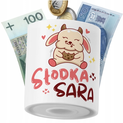 Skarbonka Dla Sary Córki Dziecka z Nadrukiem ze Zdjęciem
