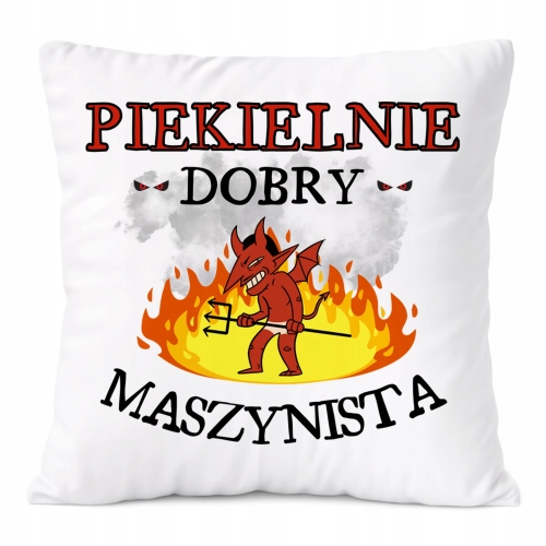 Poduszka Dla Maszynisty na Prezent z Nadrukiem ze Zdjęciem Biała PoliDraw