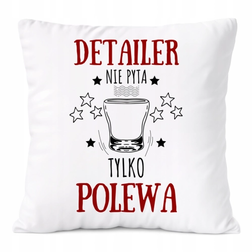 Poduszka Dla Detalingowca na Prezent z Nadrukiem ze Zdjęciem Biała PoliDraw