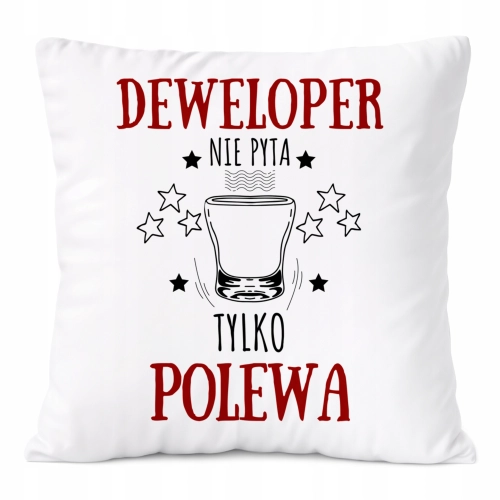 Poduszka Dla Dewelopera na Prezent z Nadrukiem ze Zdjęciem Biała PoliDraw