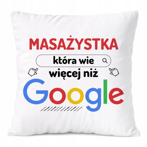 Poduszka Dla Masażystki na Prezent z Nadrukiem ze Zdjęciem Biała PoliDraw