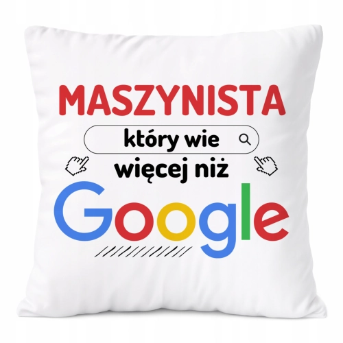 Poduszka Dla Maszynisty na Prezent z Nadrukiem ze Zdjęciem Biała PoliDraw