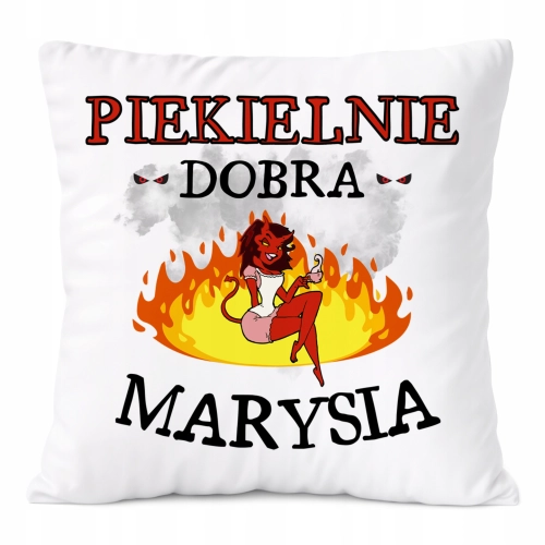 Poduszka Dla Marysi na Prezent z Nadrukiem ze Zdjęciem Biała PoliDraw