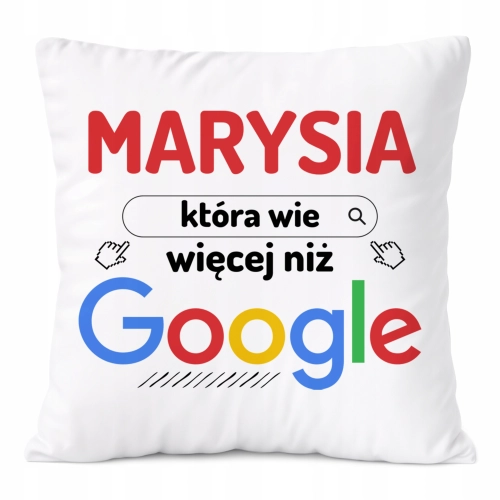 Poduszka Dla Marysi na Prezent z Nadrukiem ze Zdjęciem Biała PoliDraw
