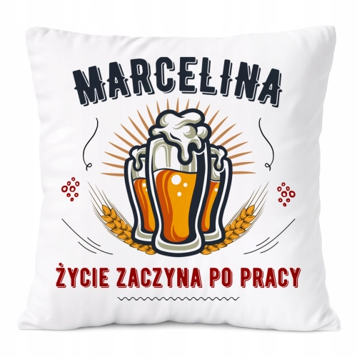 Poduszka Dla Marceliny na Prezent z Nadrukiem ze Zdjęciem Biała PoliDraw