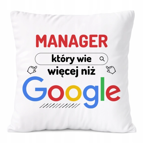 Poduszka Dla Managera na Prezent z Nadrukiem ze Zdjęciem Biała PoliDraw