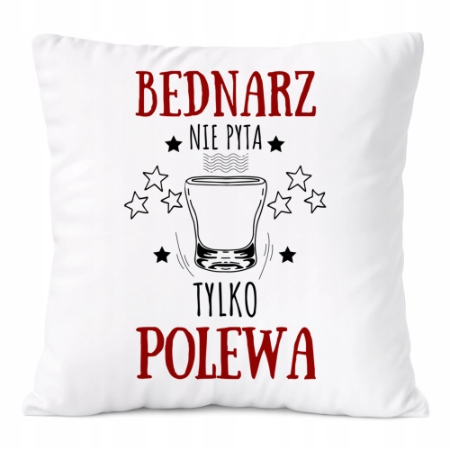 Poduszka Dla Bednarza na Prezent z Nadrukiem ze Zdjęciem Biała PoliDraw