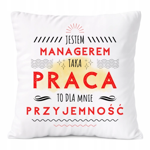 Poduszka Dla Managera na Prezent z Nadrukiem ze Zdjęciem Biała PoliDraw