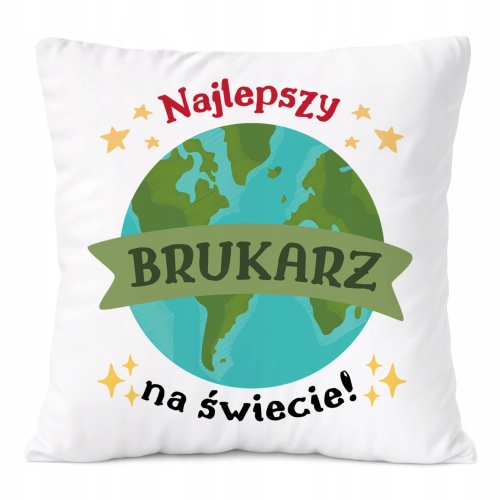 Poduszka Dla Brukarza na Prezent z Nadrukiem ze Zdjęciem Biała PoliDraw