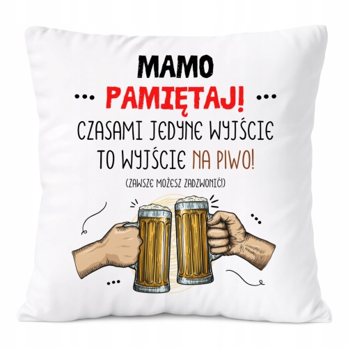 Poduszka Dla Mamy na Prezent z Nadrukiem ze Zdjęciem Biała PoliDraw