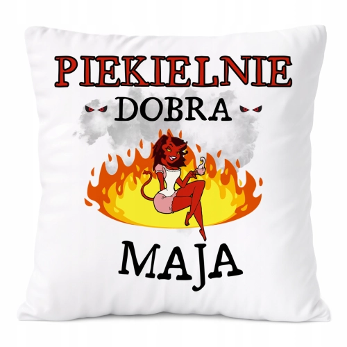 Poduszka Dla Mai na Prezent z Nadrukiem ze Zdjęciem Biała PoliDraw