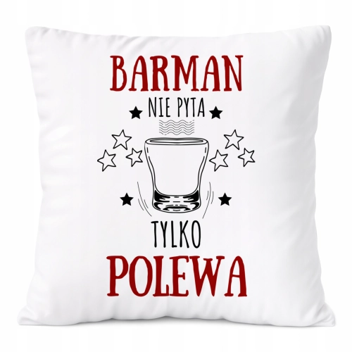 Poduszka Dla Barmana na Prezent z Nadrukiem ze Zdjęciem Biała PoliDraw