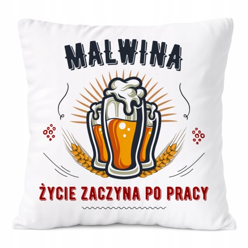 Poduszka Dla Malwiny na Prezent z Nadrukiem ze Zdjęciem Biała PoliDraw