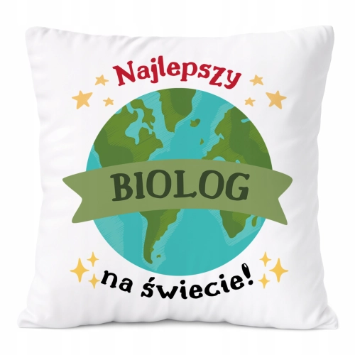 Poduszka Dla Biologa na Prezent z Nadrukiem ze Zdjęciem Biała PoliDraw