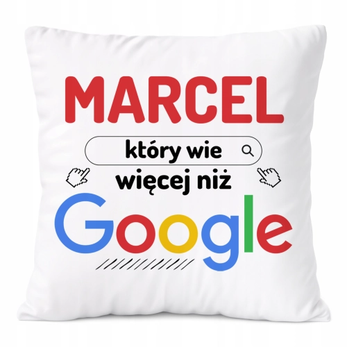 Poduszka Dla Marcela na Prezent z Nadrukiem ze Zdjęciem Biała PoliDraw