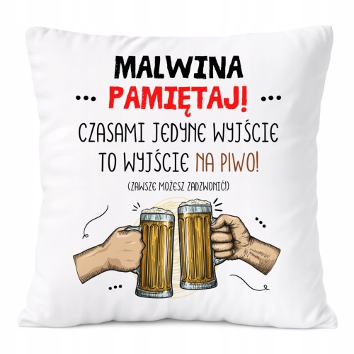 Poduszka Dla Malwiny na Prezent z Nadrukiem ze Zdjęciem Biała PoliDraw