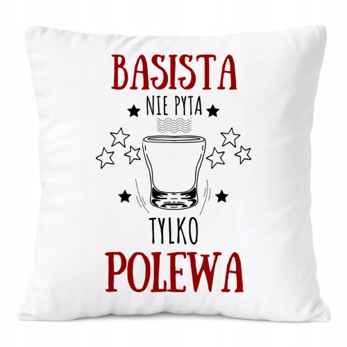 Poduszka Dla Basisty na Prezent z Nadrukiem ze Zdjęciem Biała PoliDraw