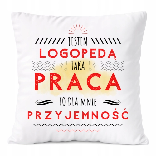 Poduszka Dla Logopedy na Prezent z Nadrukiem ze Zdjęciem Biała PoliDraw