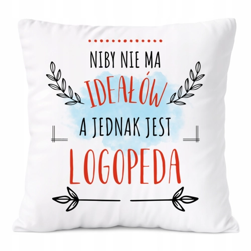Poduszka Dla Logopedy na Prezent z Nadrukiem ze Zdjęciem Biała PoliDraw