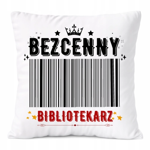 Poduszka Dla Bibliotekarza na Prezent z Nadrukiem ze Zdjęciem Biała
