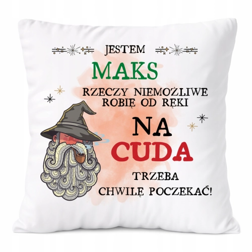 Poduszka Dla Maksa na Prezent z Nadrukiem ze Zdjęciem Biała PoliDraw
