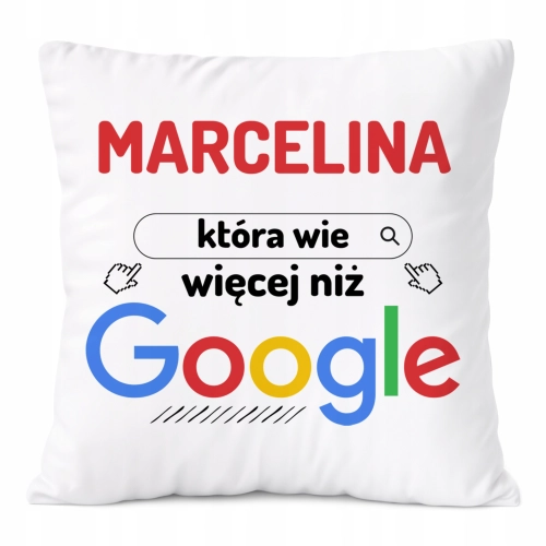 Poduszka Dla Marceliny na Prezent z Nadrukiem ze Zdjęciem Biała PoliDraw