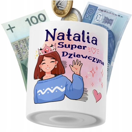 Skarbonka Dla Natali Córki Dziecka z Nadrukiem ze Zdjęciem