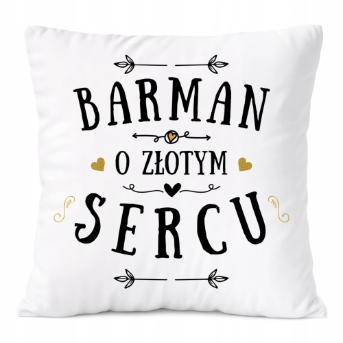 Poduszka Dla Barmana na Prezent z Nadrukiem ze Zdjęciem Biała PoliDraw
