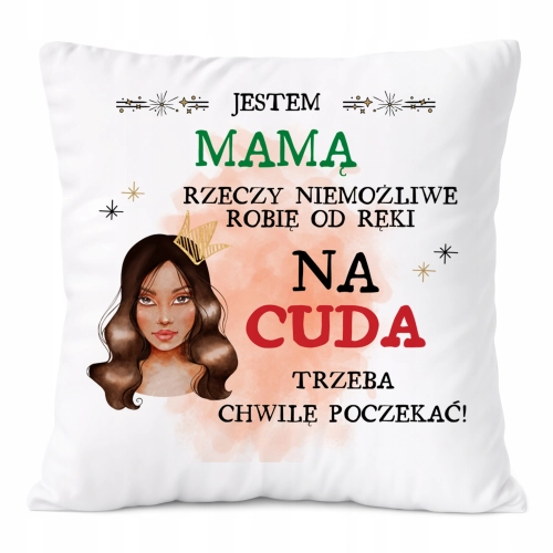 Poduszka Dla Mamy na Prezent z Nadrukiem ze Zdjęciem Biała PoliDraw