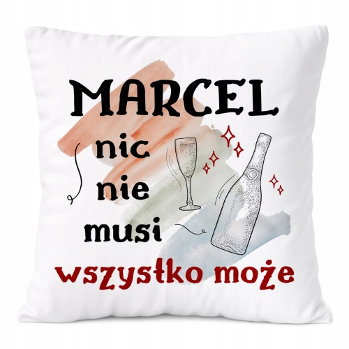 Poduszka Dla Marcela na Prezent z Nadrukiem ze Zdjęciem Biała PoliDraw