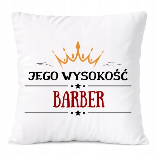 Poduszka Dla Barbera na Prezent z Nadrukiem ze Zdjęciem Biała PoliDraw