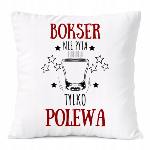 Poduszka Dla Boksera na Prezent z Nadrukiem ze Zdjęciem Biała PoliDraw