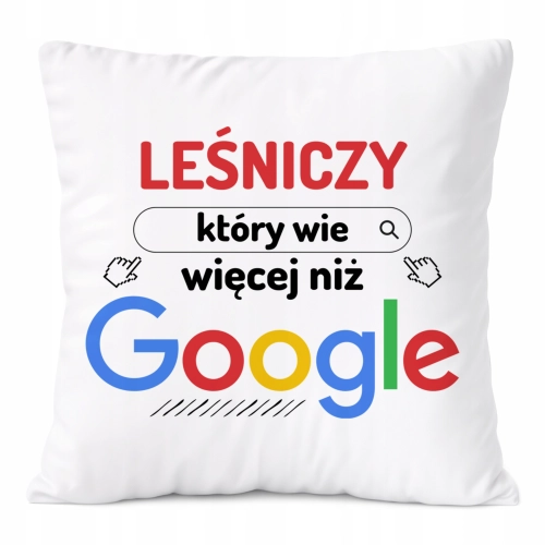 Poduszka Dla Leśniczego na Prezent z Nadrukiem ze Zdjęciem Biała PoliDraw