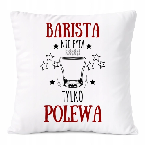 Poduszka Dla Baristy na Prezent z Nadrukiem ze Zdjęciem Biała PoliDraw