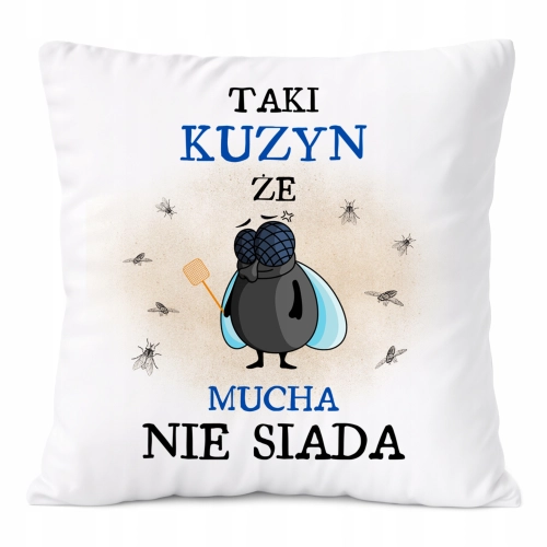 Poduszka Dla Kuzyna na Prezent z Nadrukiem ze Zdjęciem Biała PoliDraw