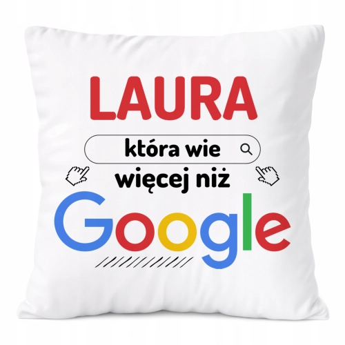 Poduszka Dla Laury na Prezent z Nadrukiem ze Zdjęciem Biała PoliDraw