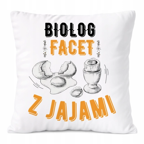 Poduszka Dla Biologa na Prezent z Nadrukiem ze Zdjęciem Biała PoliDraw