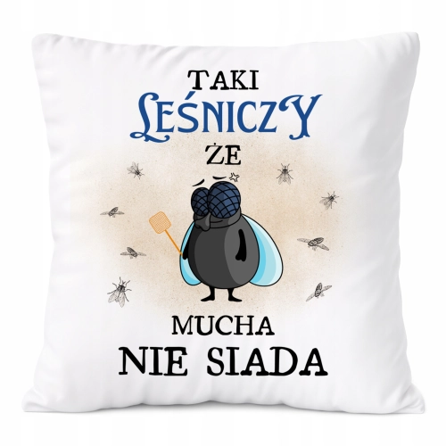 Poduszka Dla Leśniczego na Prezent z Nadrukiem ze Zdjęciem Biała PoliDraw