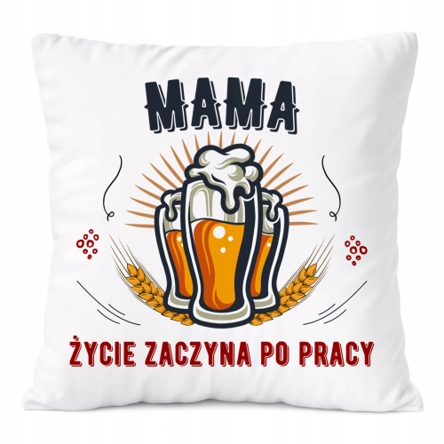 Poduszka Dla Mamy na Prezent z Nadrukiem ze Zdjęciem Biała PoliDraw