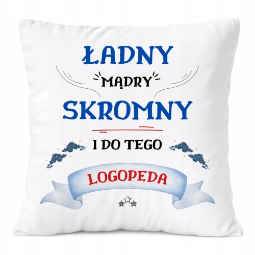 Poduszka Dla Logopedy na Prezent z Nadrukiem ze Zdjęciem Biała PoliDraw