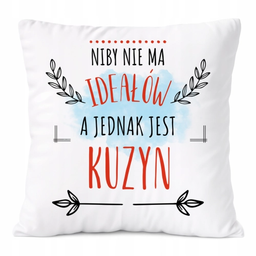 Poduszka Dla Kuzyna na Prezent z Nadrukiem ze Zdjęciem Biała PoliDraw