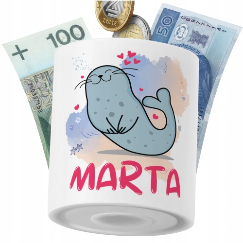 Skarbonka Dla Marty Córki Dziecka z Nadrukiem ze Zdjęciem