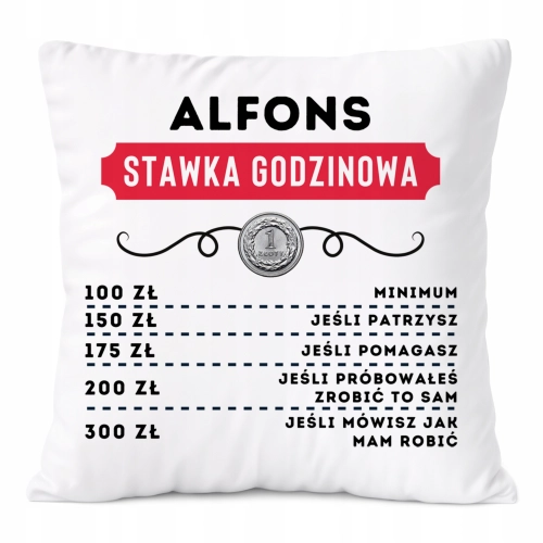Poduszka Dla Alfonsa na Prezent z Nadrukiem ze Zdjęciem Biała PoliDraw