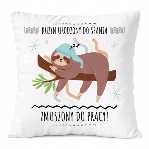 Poduszka Dla Kuzyna na Prezent z Nadrukiem ze Zdjęciem Biała PoliDraw