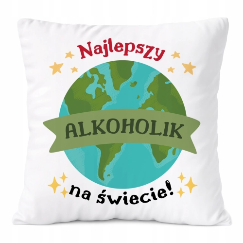 Poduszka Dla Alkoholika na Prezent z Nadrukiem ze Zdjęciem Biała PoliDraw