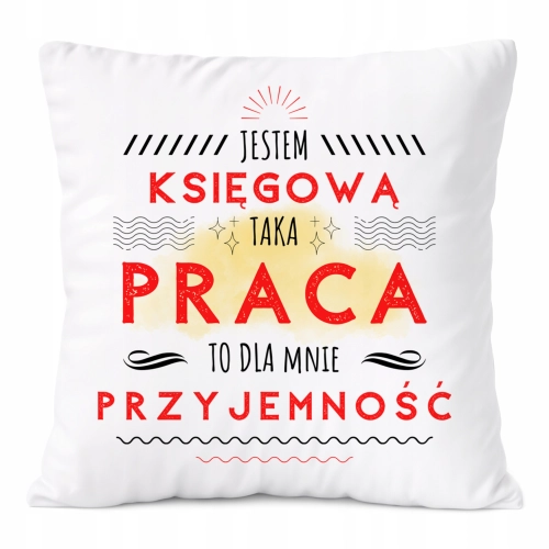 Poduszka Dla Księgowej na Prezent z Nadrukiem ze Zdjęciem Biała PoliDraw