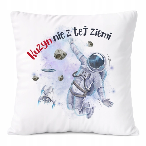 Poduszka Dla Kuzyna na Prezent z Nadrukiem ze Zdjęciem Biała PoliDraw