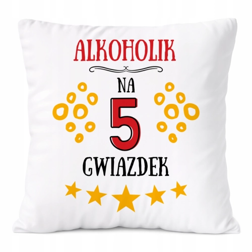 Poduszka Dla Alkoholika na Prezent z Nadrukiem ze Zdjęciem Biała PoliDraw