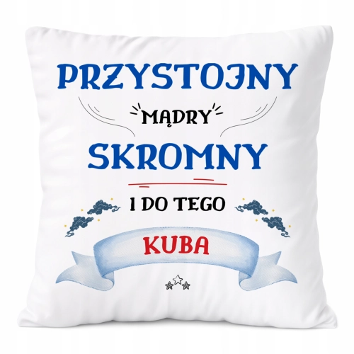 Poduszka Dla Kuby na Prezent z Nadrukiem ze Zdjęciem Biała PoliDraw