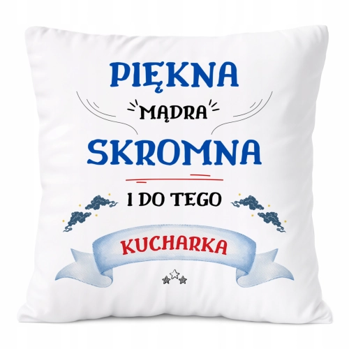 Poduszka Dla Kucharki na Prezent z Nadrukiem ze Zdjęciem Biała PoliDraw